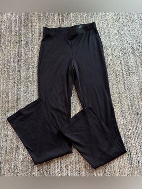 H&M Black Ribbed High-Waist Flare Pant